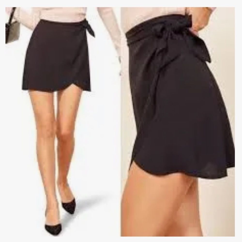 Reformation Black Mini Wrap Skirt - Picture 2 of 7